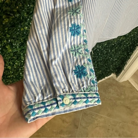Vineyard Vines Pop White and Blue Embroidered Savanah Top Size M - Picture 8 of 13